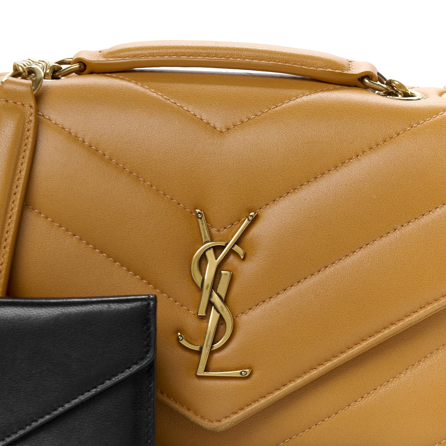 Saint Laurent Lambskin Chevron Quilted Small Loulou Bag Sunflower 10 of 12