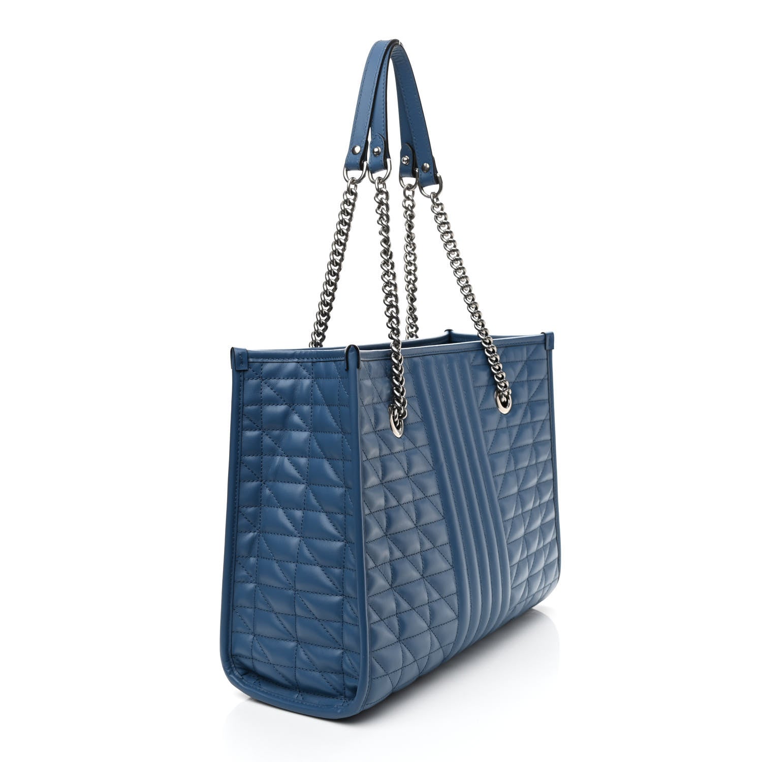 Gucci Calfskin Matelasse Aria Medium GG Marmont Shoulder Tote Clear Blue 3 of 10