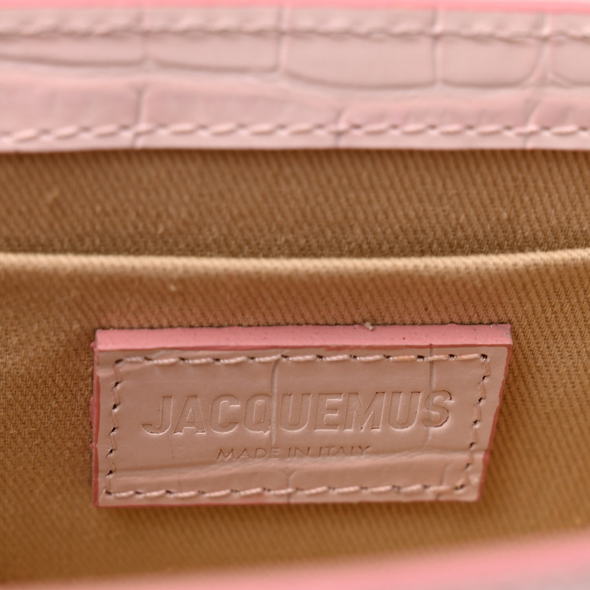 Calfskin Crocodile Embossed Le Chiquito Long Pale Pink