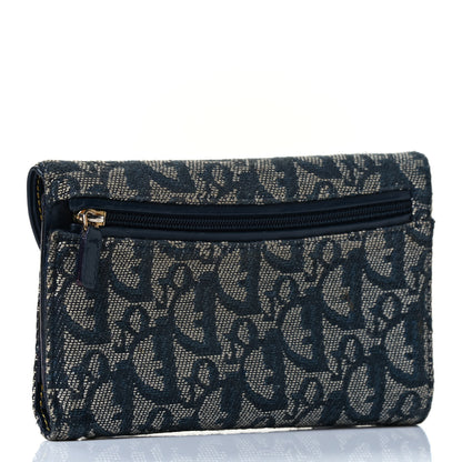 Christian Dior Monogram Saddle Wallet Navy 2 of 4