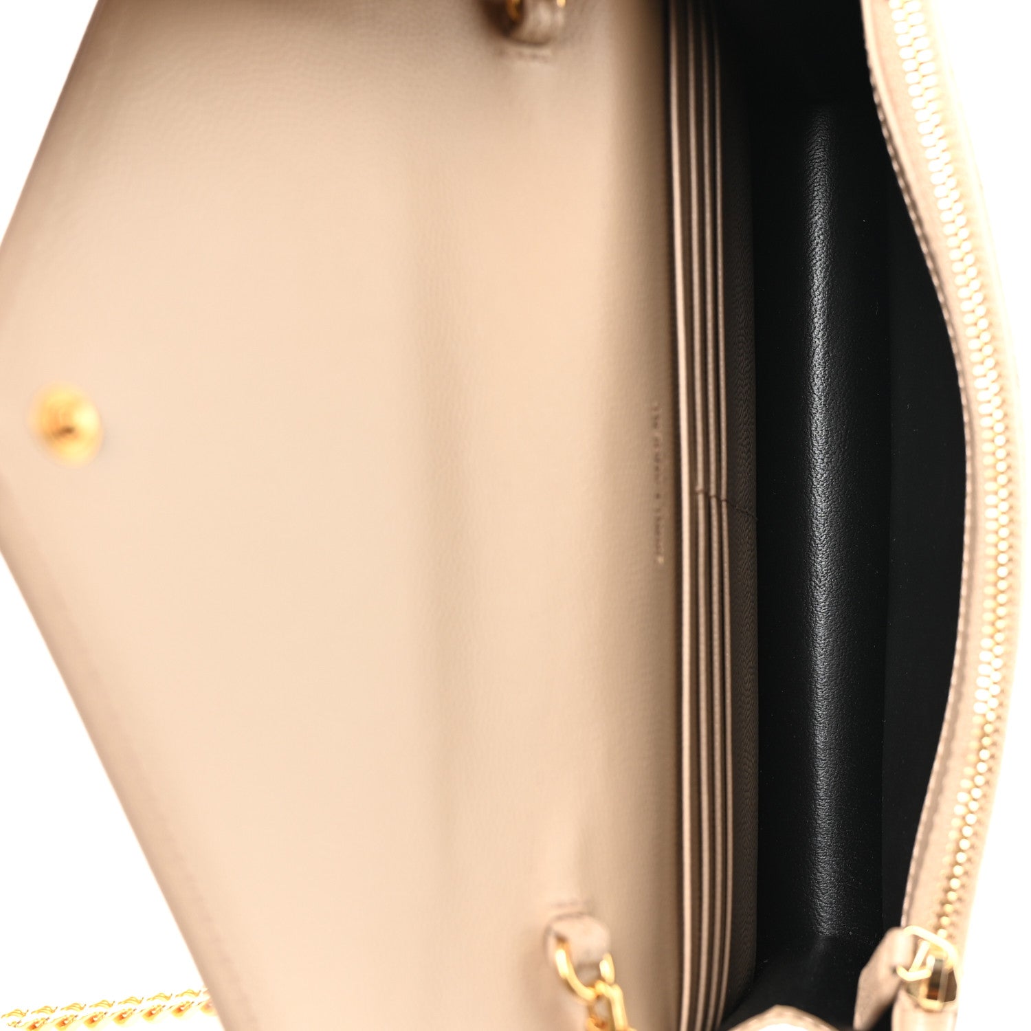 Saint Laurent Grain De Poudre Matelasse Chevron Monogram Envelope Chain Wallet Dark Beige 5 of 11