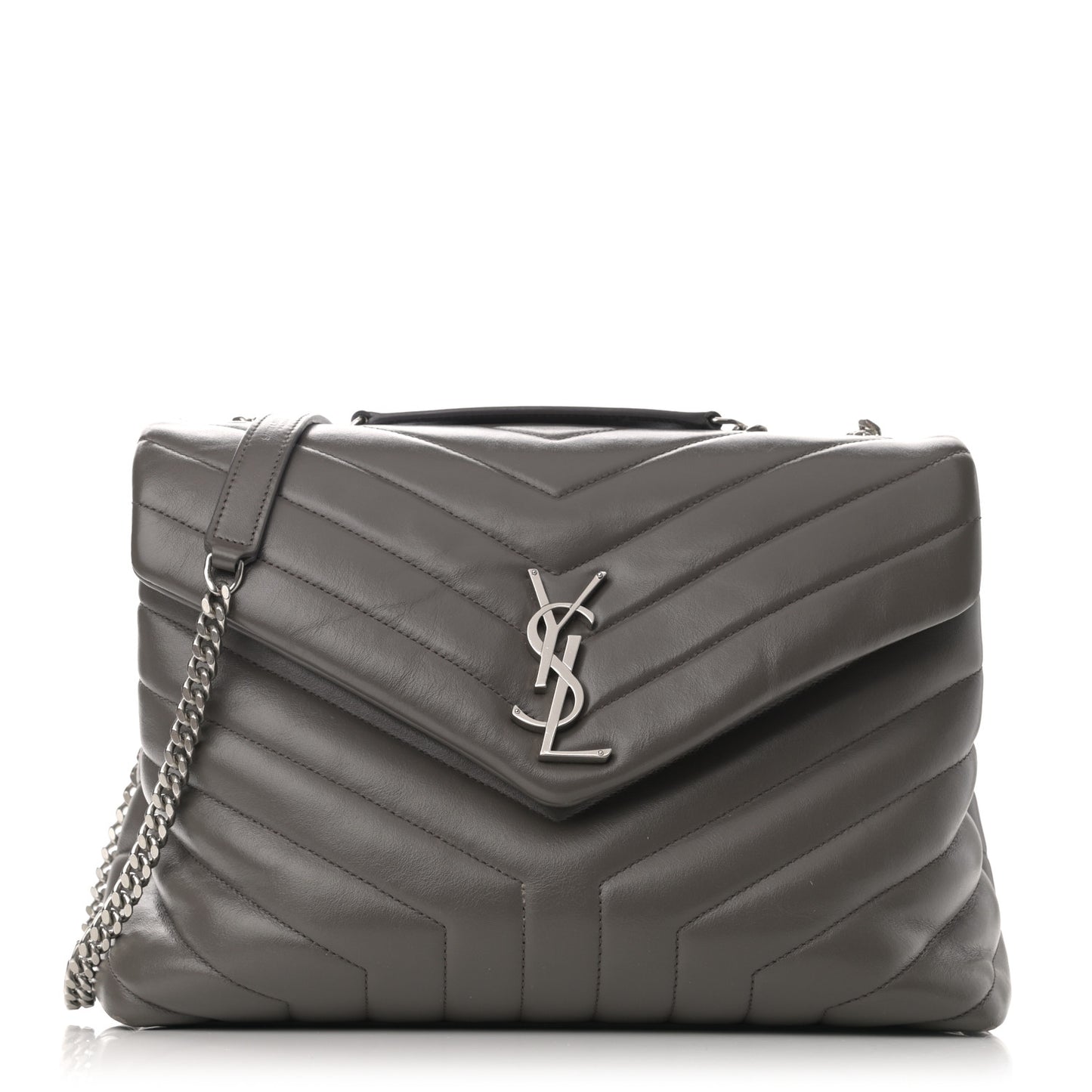 Calfskin Y Quilted Monogram Small Loulou Chain Satchel Pebble