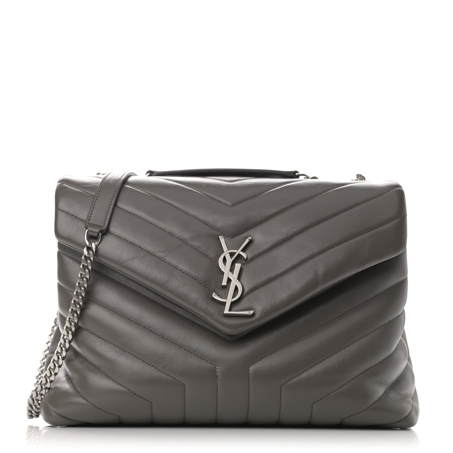 Saint Laurent Calfskin Y Quilted Monogram Small Loulou Chain Satchel Pebble 1 of 14