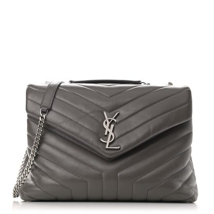 Saint Laurent Calfskin Y Quilted Monogram Small Loulou Chain Satchel Pebble 1 of 14