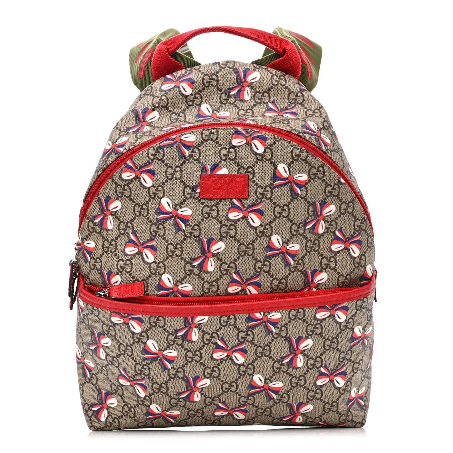 GG Supreme Monogram Sylvie Bow Print Childrens Backpack Red