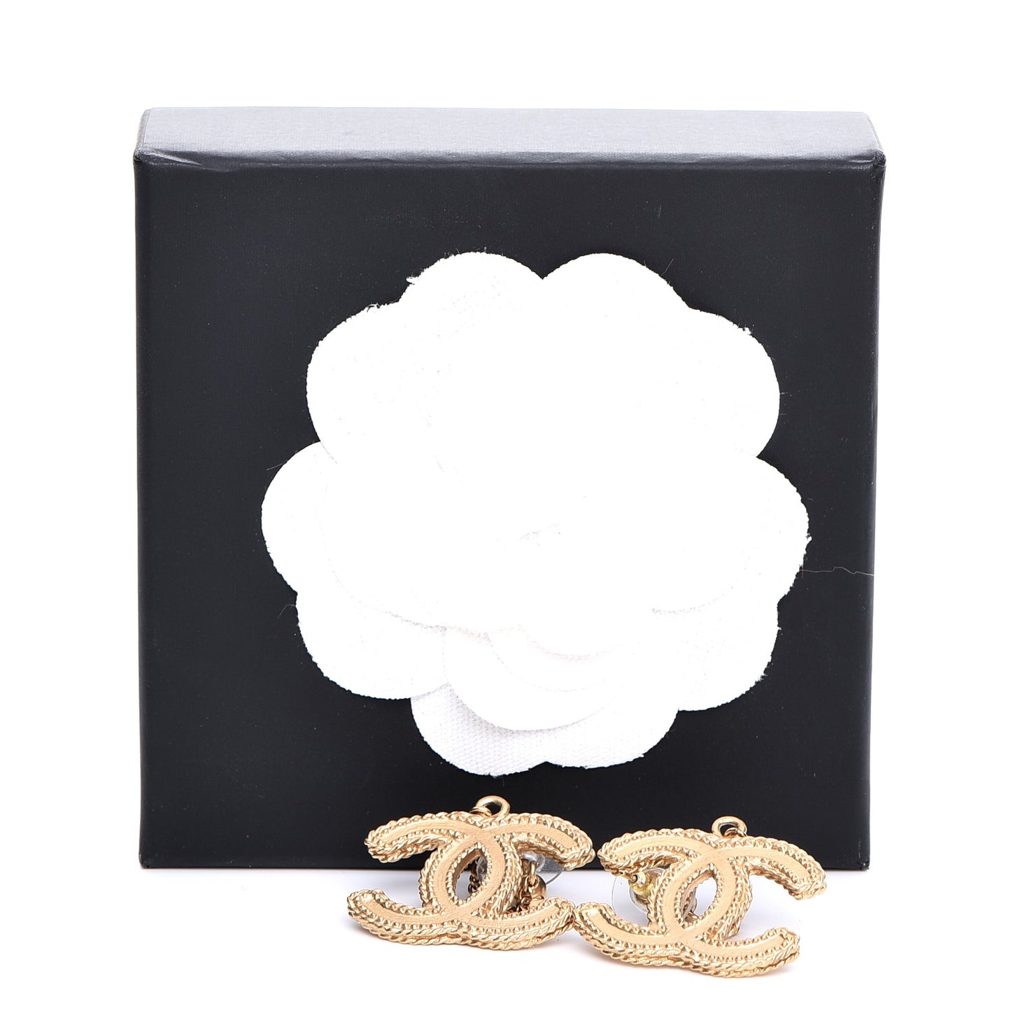 CC Drop Earrings Matte Gold