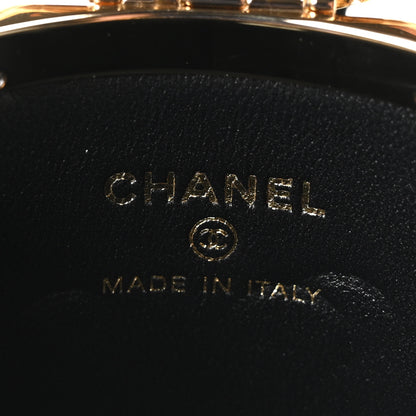 Chanel Metal Lambskin Quilted Mini Lock Frame Vanity Clutch Black 6 of 10