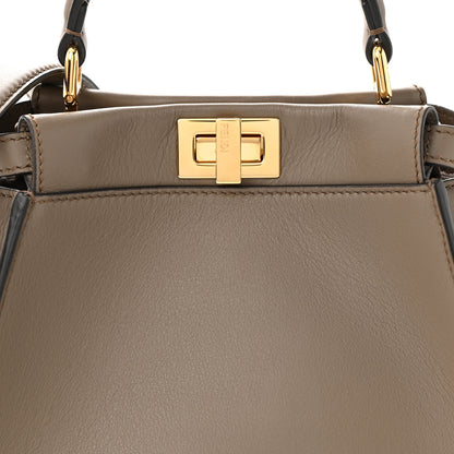 Fendi Vitello Seta Canvas FF Embroidered Mini Peekaboo Iconic Satchel Tartufo 8 of 10