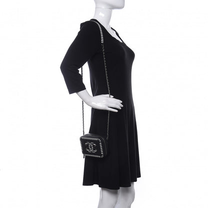 Chanel Caviar Quilted Striped Filigree Vanity Clutch With Chain Black White 2 of 10