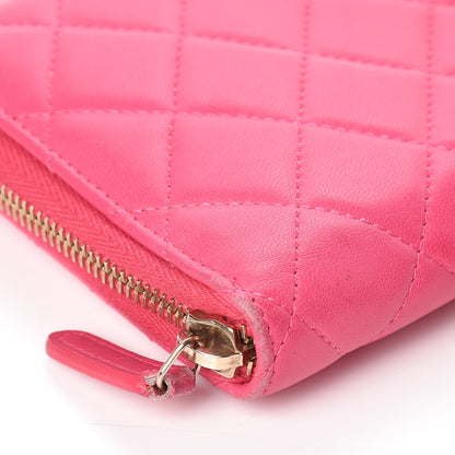 Chanel Lambskin Quilted Large Zip Around Organizer Wallet Dark Pink 5 of 14