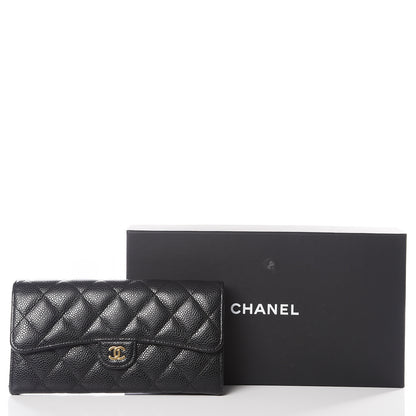 Chanel Caviar Quilted Large Gusset Flap Wallet Black 11 of 11