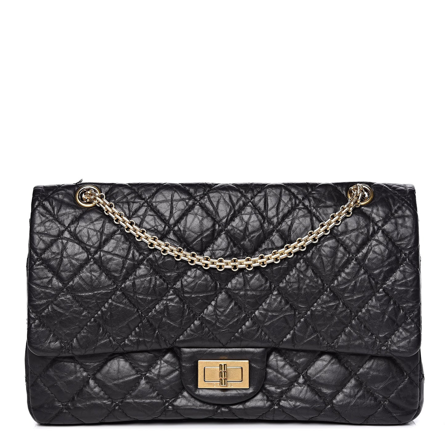 Aged Calfskin Quilted 2.55 Reissue 227 Flap Black