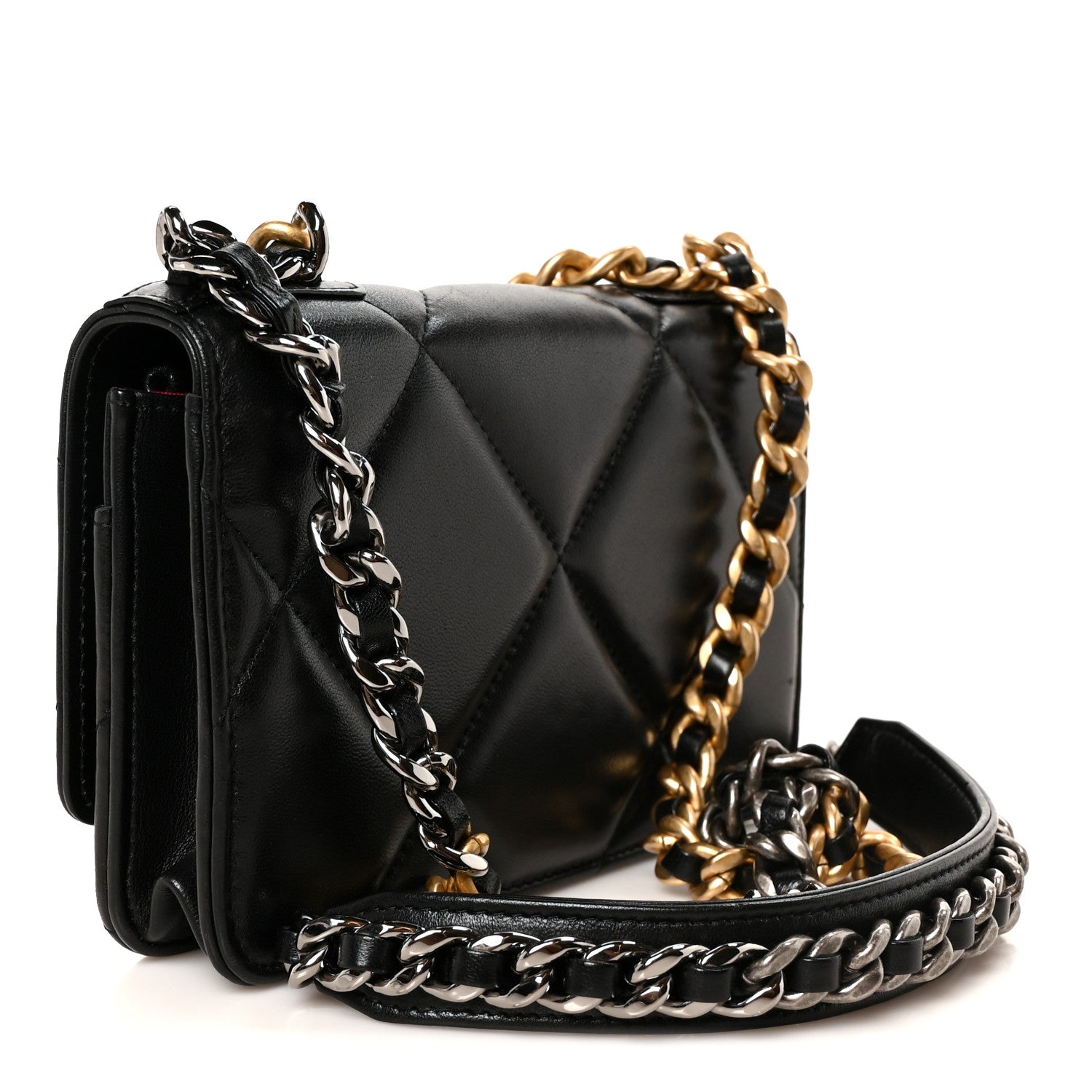 Chanel Lambskin Quilted Chanel 19 Wallet On Chain WOC Black 3 of 12