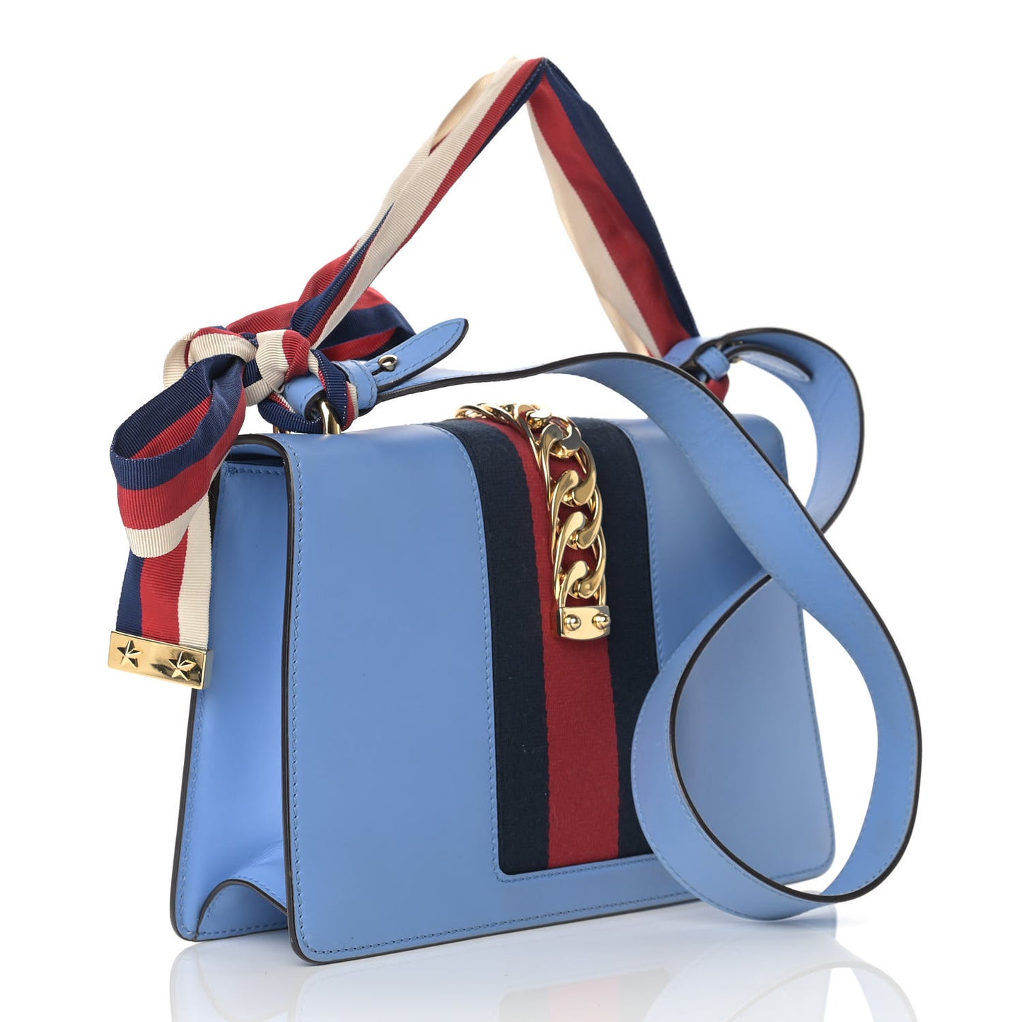 Calfskin Small Sylvie Shoulder Bag Clear Sky Blue