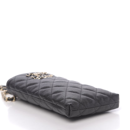 Chanel Caviar Quilted French New Wave Phone Holder With Chain Black 16 of 20
