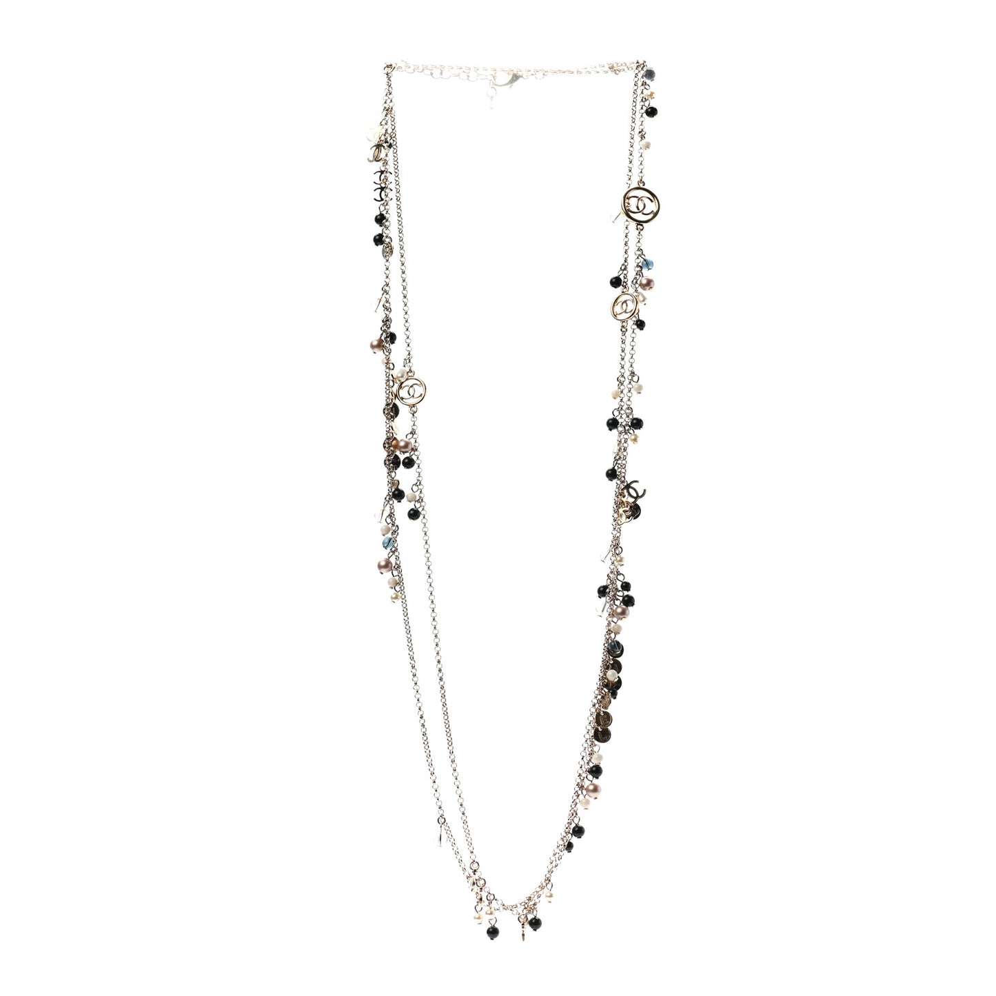 Resin Bead Pearl CC Necklace Blue Black Gold