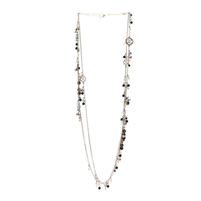 Chanel Resin Bead Pearl CC Necklace Blue Black Gold 3 of 5