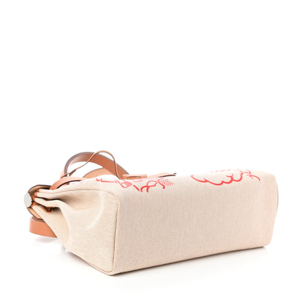 Hermes Vache Hunter Toile Pegase Pop Herbag Zip Retourne 31 PM Capucine Ecru 4 of 8