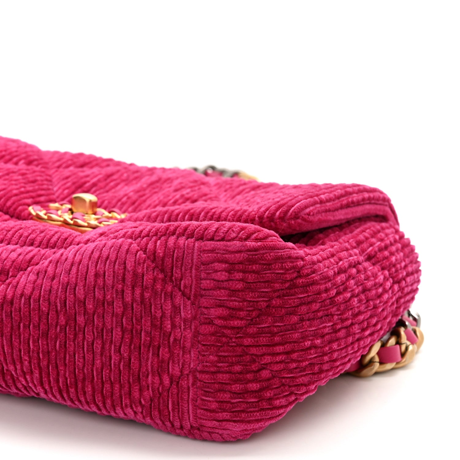 Chanel Corduroy Quilted Medium Chanel 19 Flap Fuchsia 9 of 10