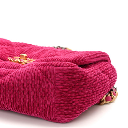 Chanel Corduroy Quilted Medium Chanel 19 Flap Fuchsia 9 of 10