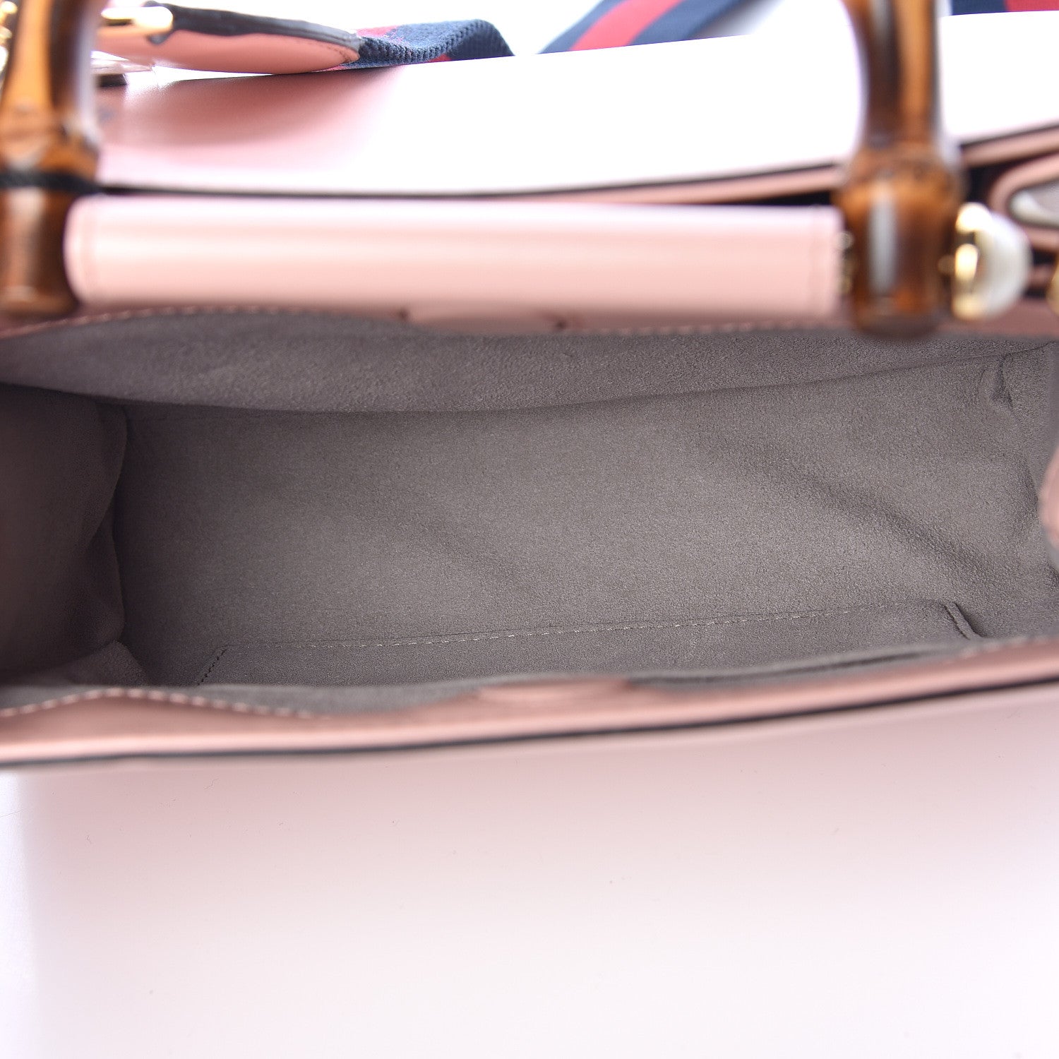 Gucci Nappa Bamboo Web Mini Nymphaea Top Handle Bag Perfect Pink Mystic White 5 of 11