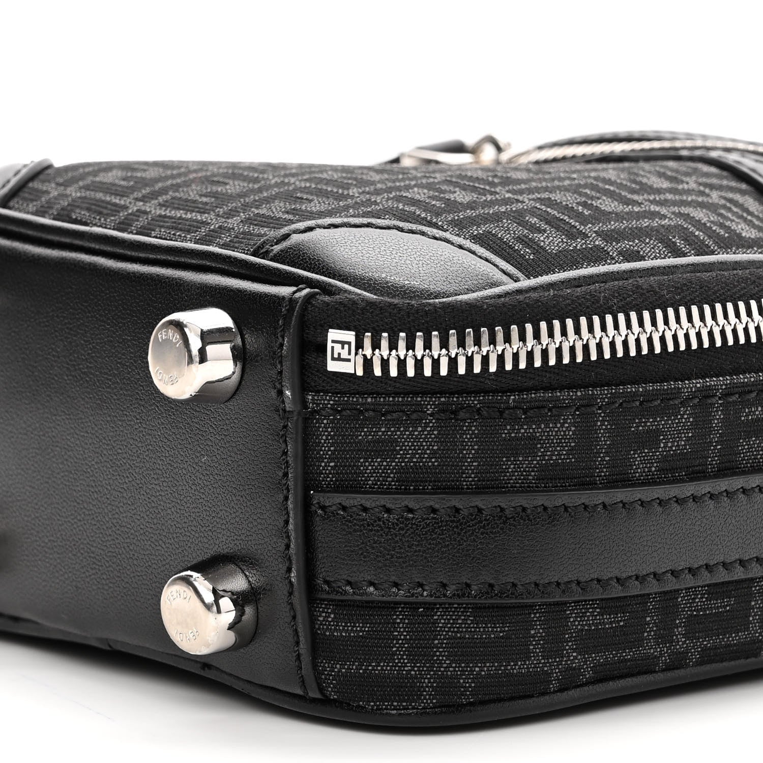 Fendi Recycled Fabric Jacquard Vitello Astro Micro FF Mini Trolley Bag Asfalto Black 10 of 10