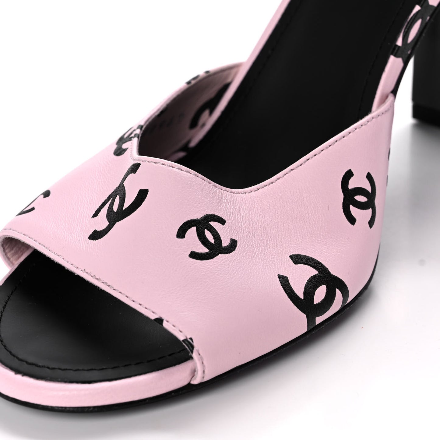 Printed Lambskin CC Sandals 42 Light Pink Black