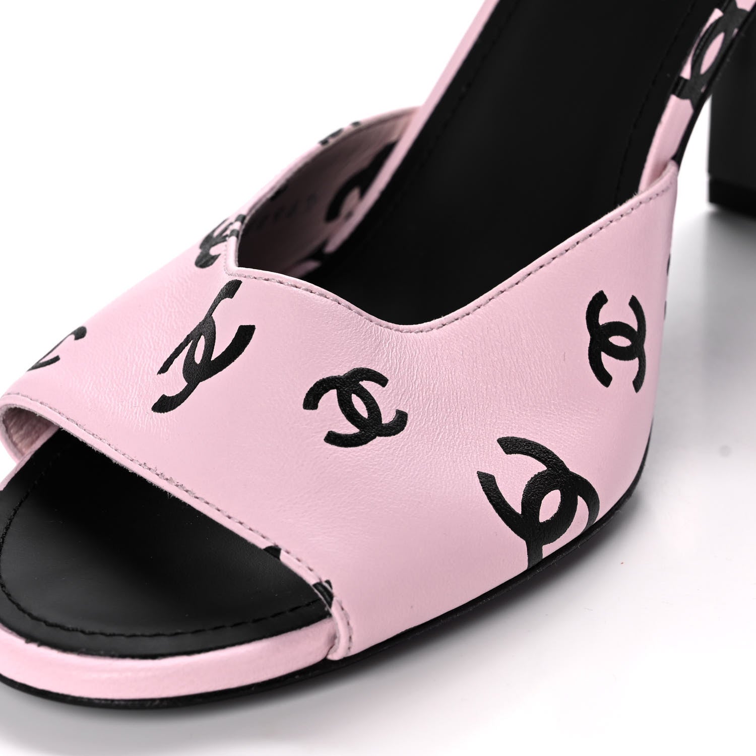 Chanel Printed Lambskin CC Sandals 42 Light Pink Black 10 of 13