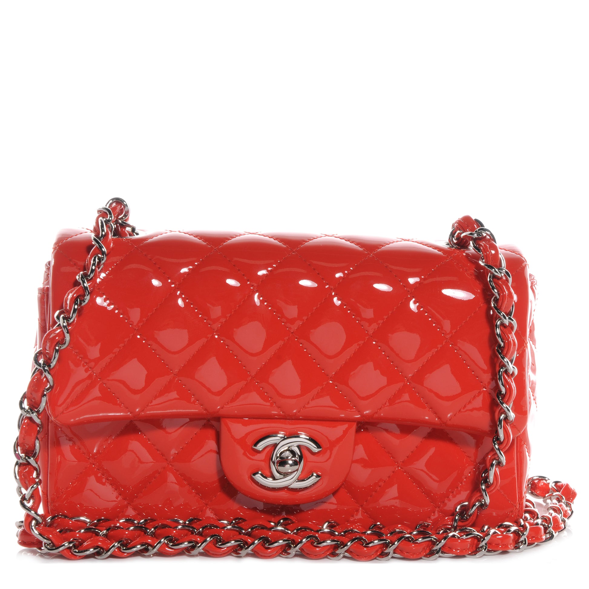 Chanel Patent Quilted Mini Flap Red 1 of 9