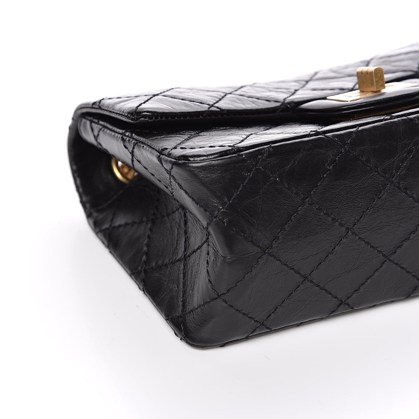 Aged Calfskin Quilted 2.55 Reissue Mini Flap Black