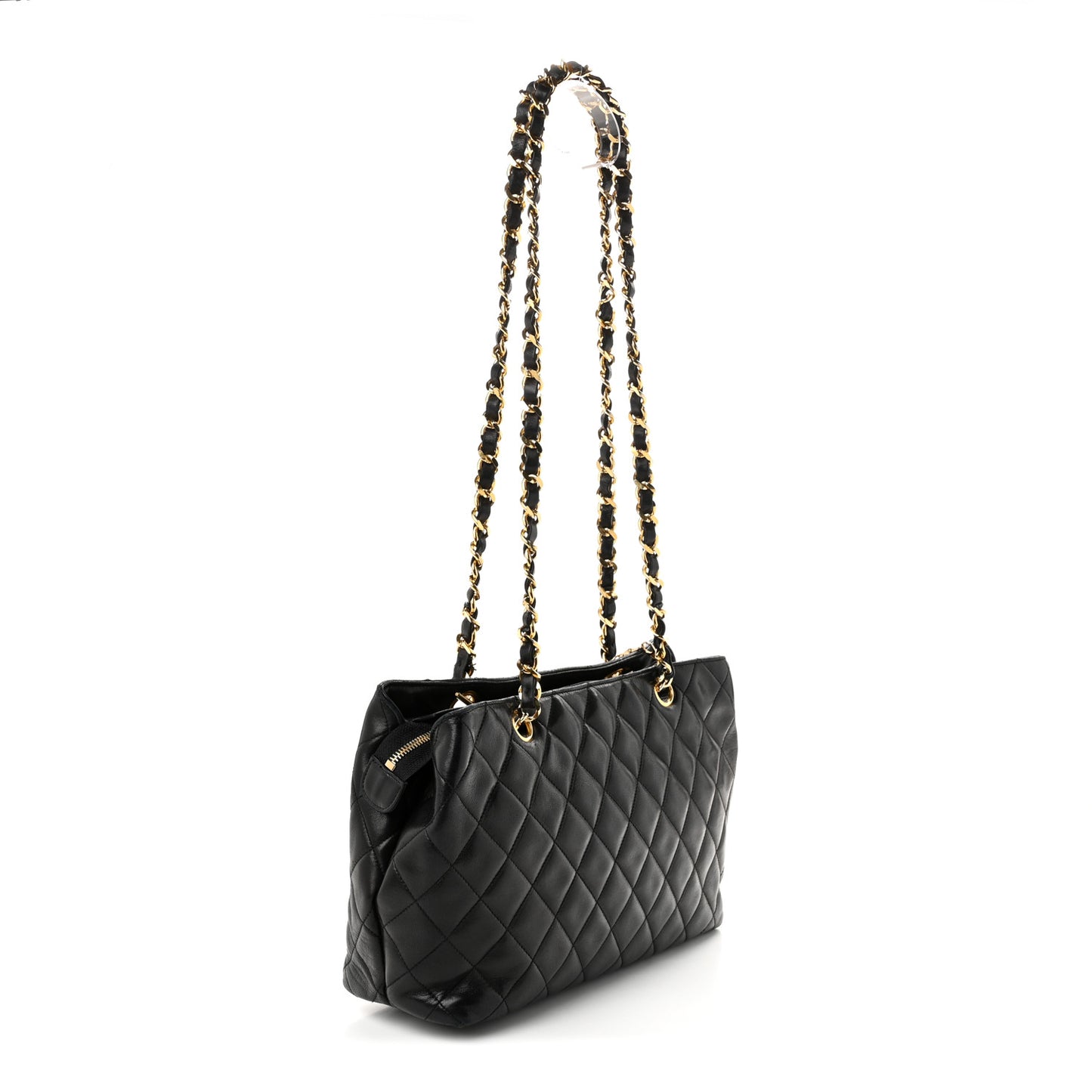 Lambskin Quilted Shoulder Bag  Black
