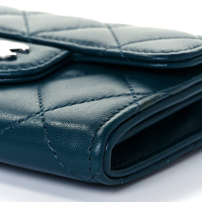 Chanel Lambskin Quilted Flap Card Holder Wallet Dark Turquoise 10 of 11