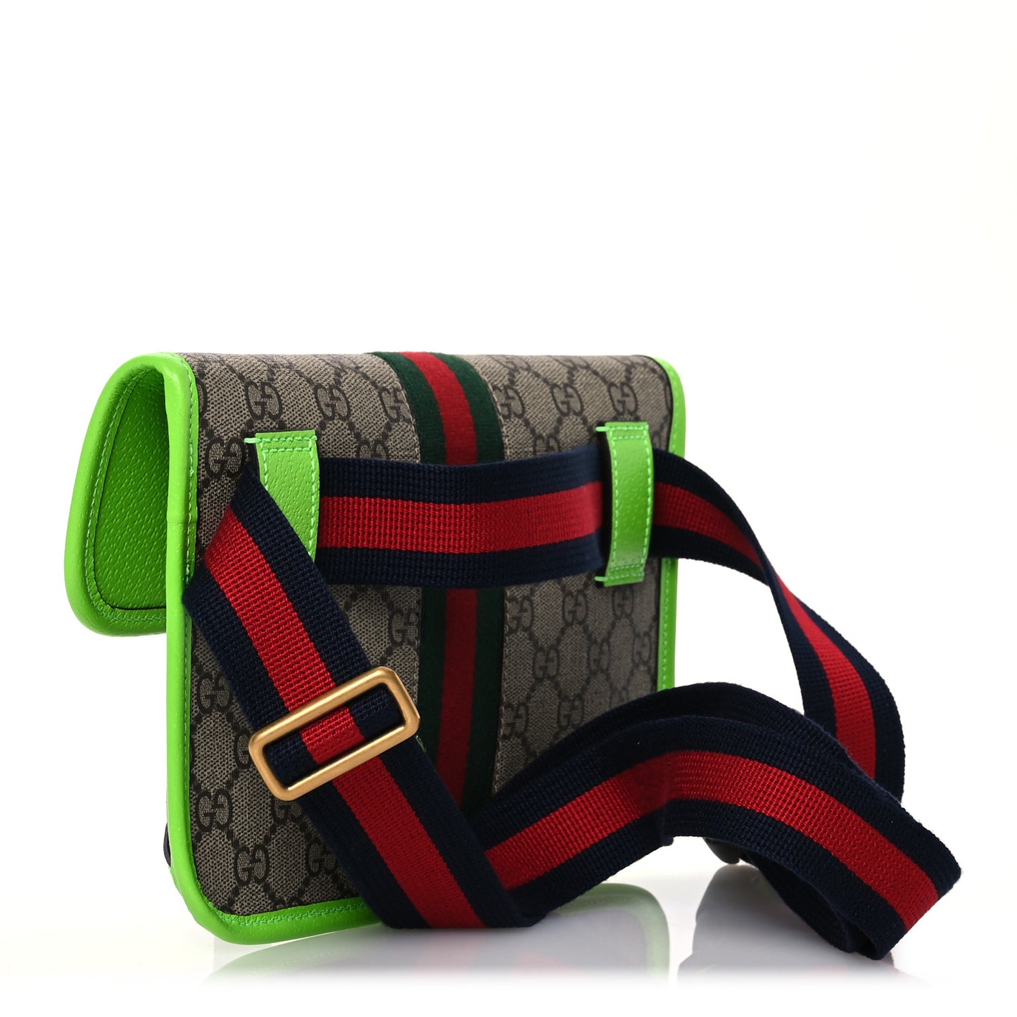 GG Supreme Monogram Web Small Ophidia Belt Bag Beige Ebony Electric Green
