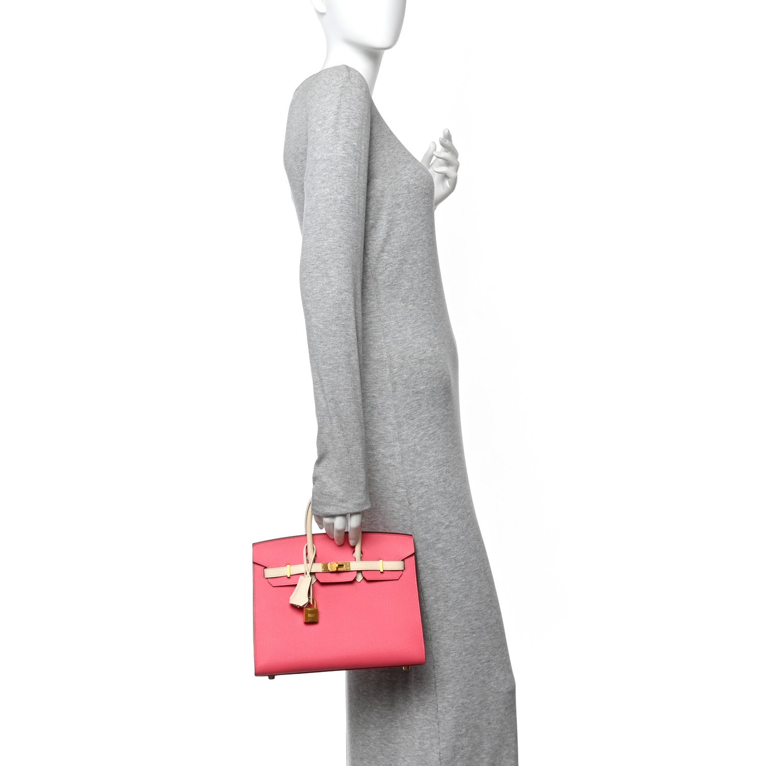 Hermes Epsom Horseshoe Birkin Sellier 25 Rose Azalee Nata 2 of 13