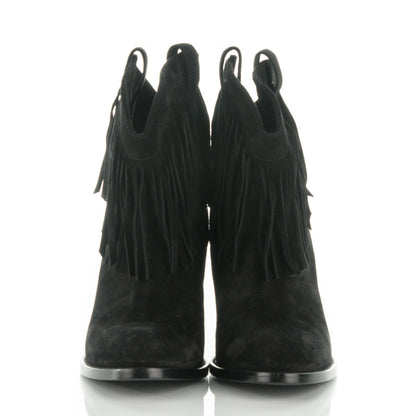 Saint Laurent Suede Fringe Curtis 80 Ankle Boots 39 Black 2 of 6