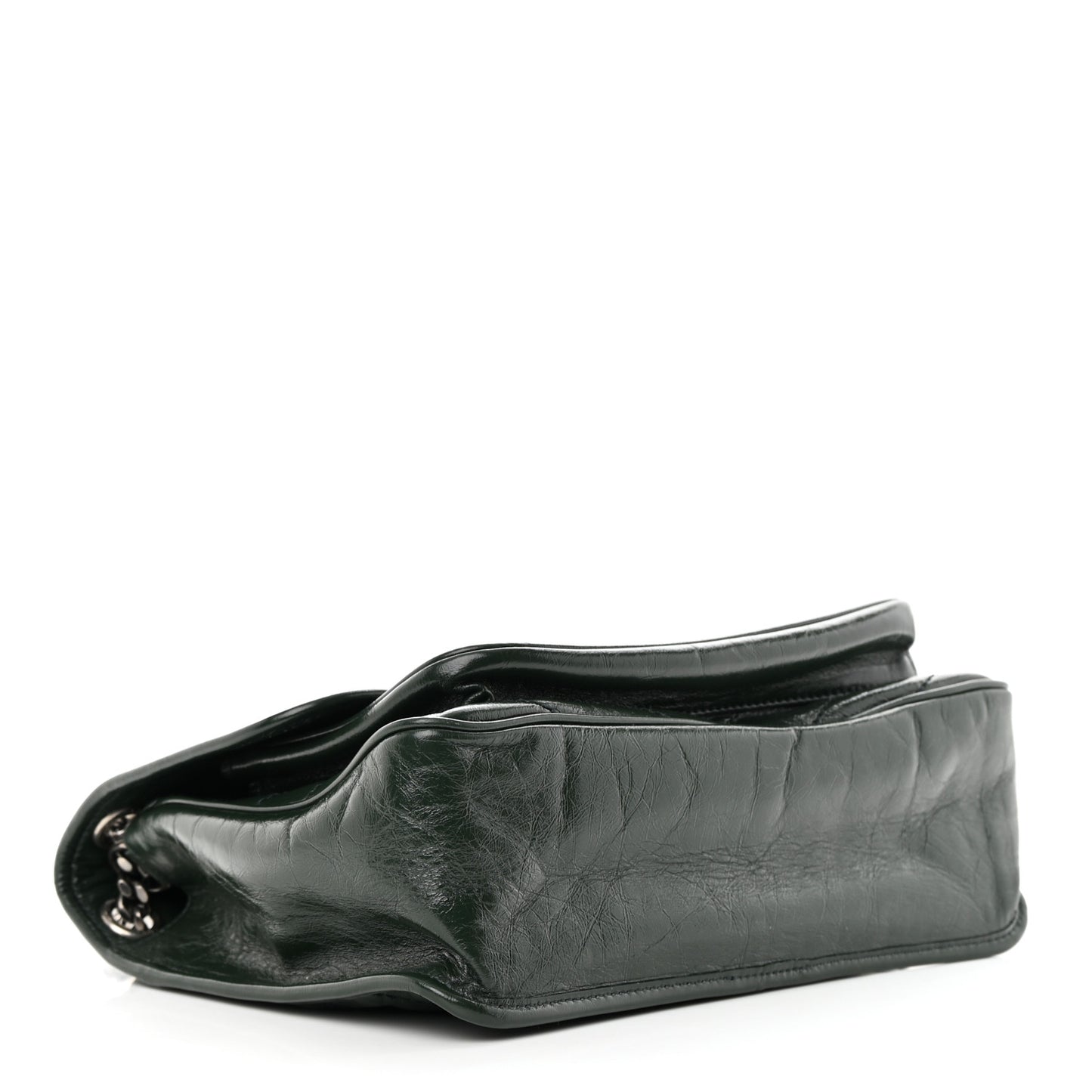 SAINT LAURENT Crinkled Lambskin Matelasse Monogram Medium Niki Chain Satchel Green