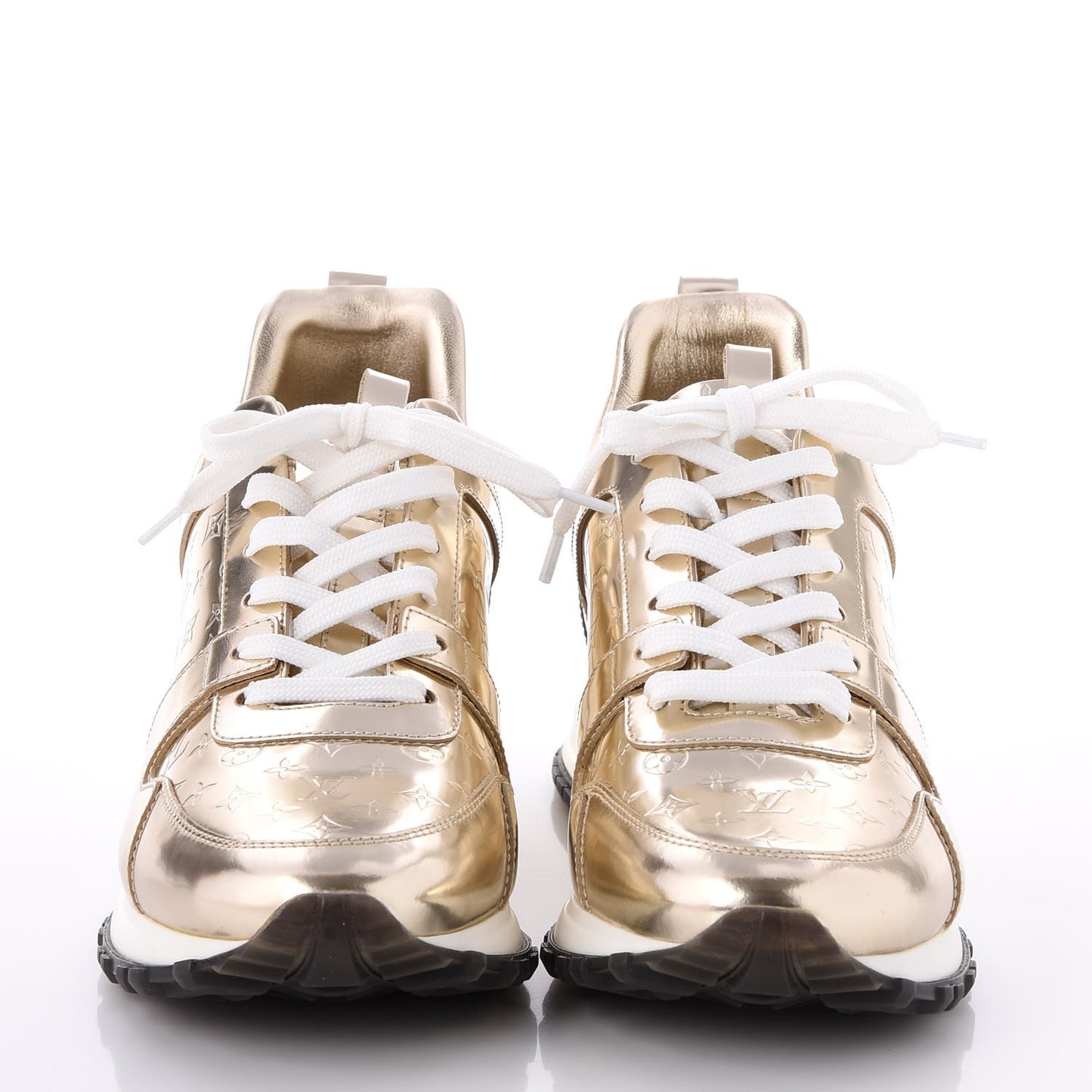 Metallic Patent Embossed Monogram Run Away Sneakers 37.5 Gold