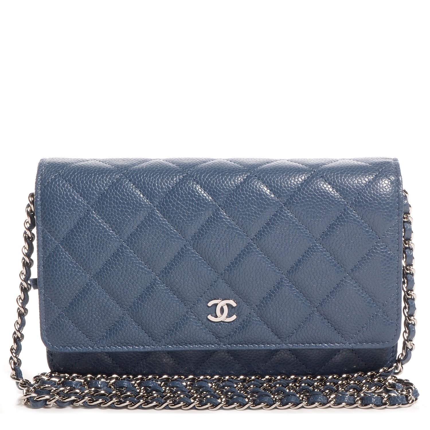 Chanel Caviar Wallet on Chain WOC Blue 1 of 9