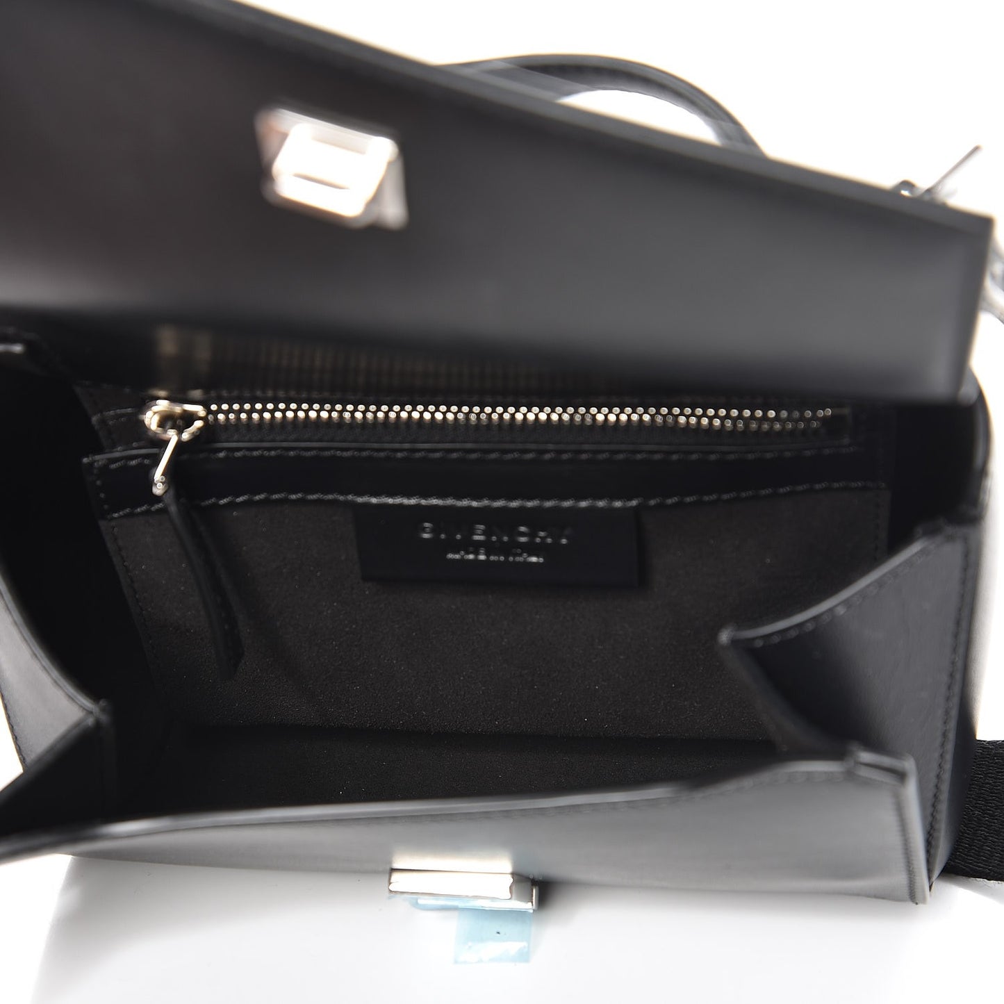 Calfskin Mini Pandora Box Logo Strap Crossbody Bag Black