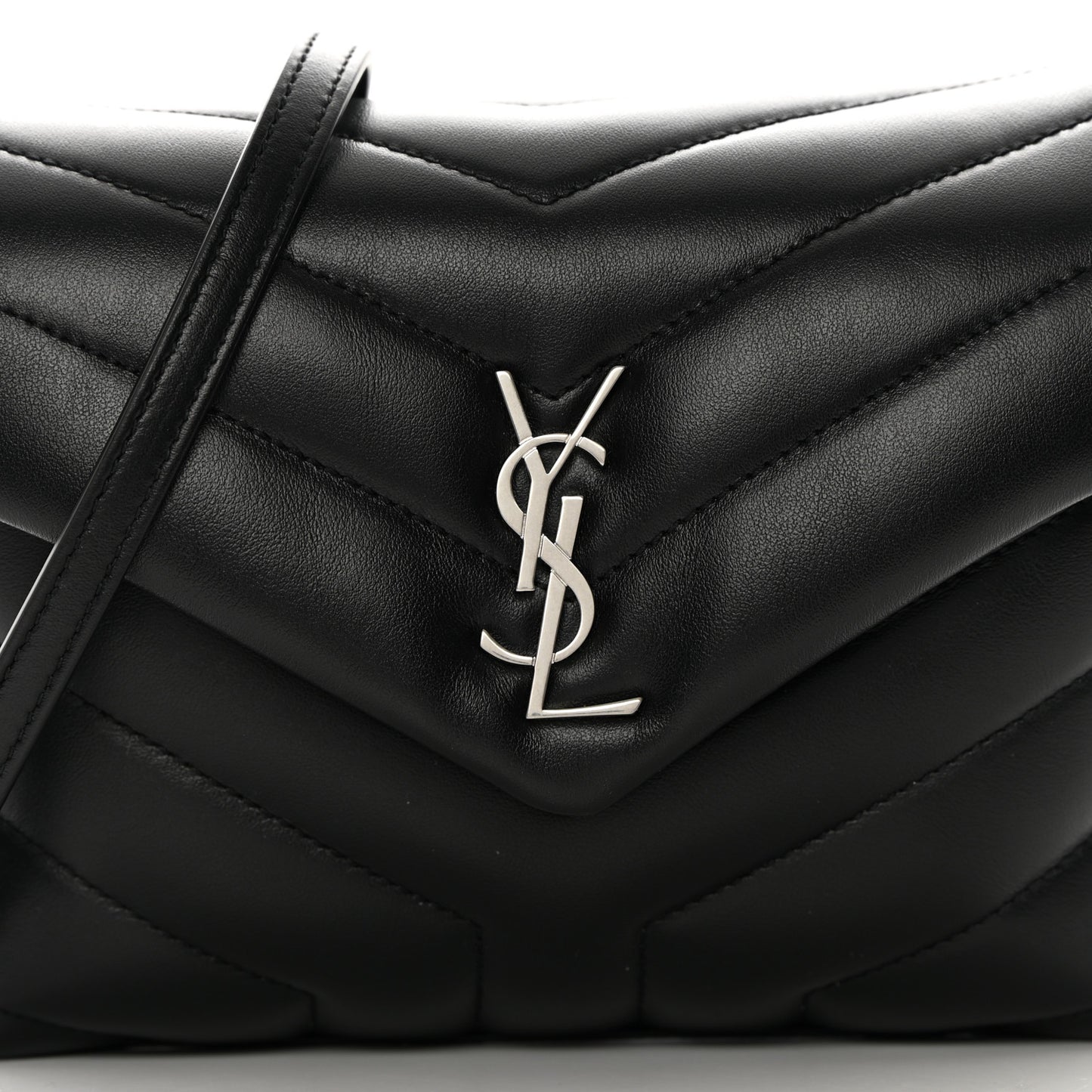 Calfskin Y Quilted Monogram Toy Loulou Crossbody Bag Black