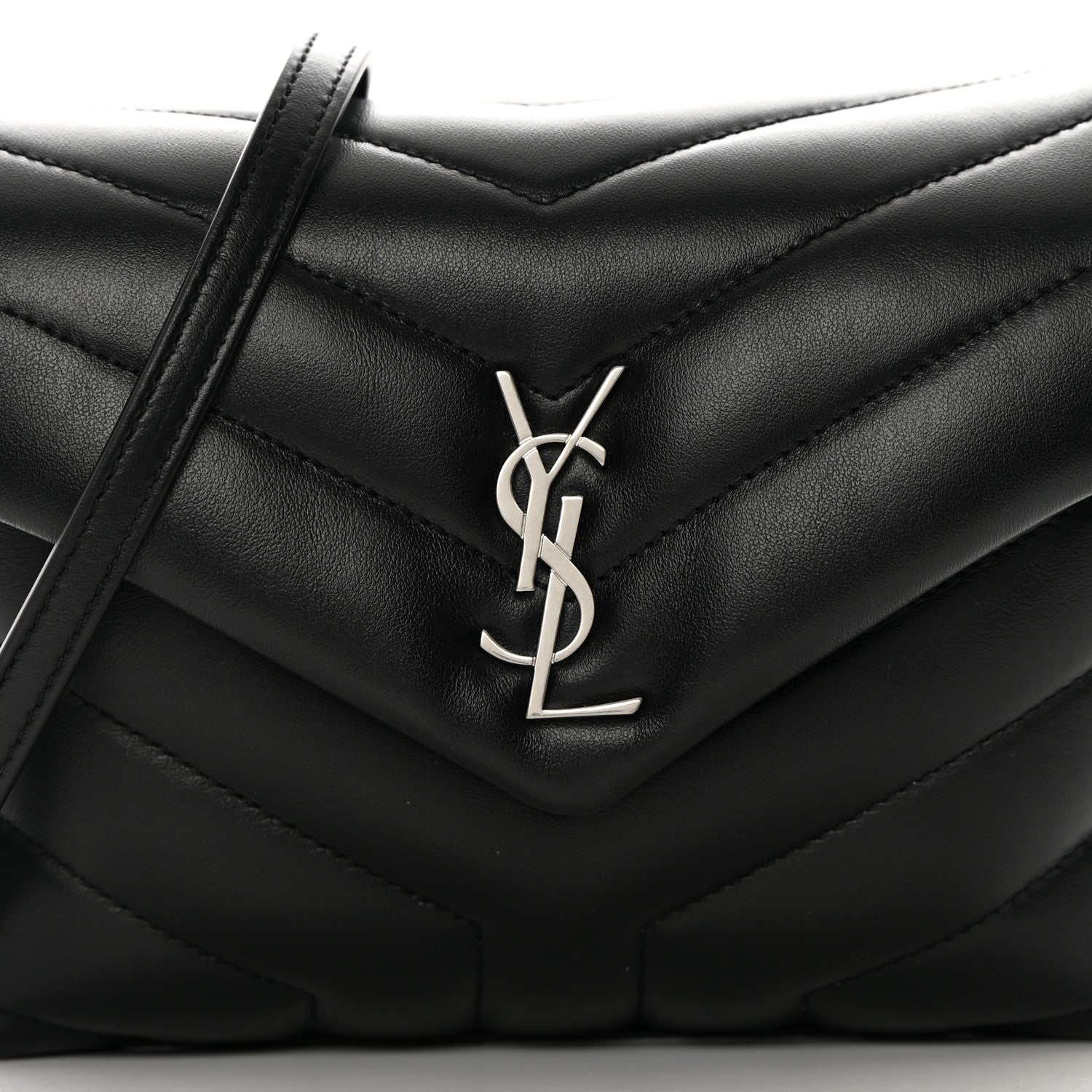 Saint Laurent Calfskin Y Quilted Monogram Toy Loulou Crossbody Bag Black 8 of 13