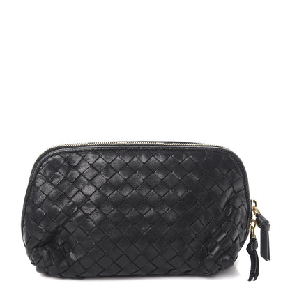 Bottega Veneta Nappa Intrecciato Medium Cosmetic Pouch Bag Black 1 of 11