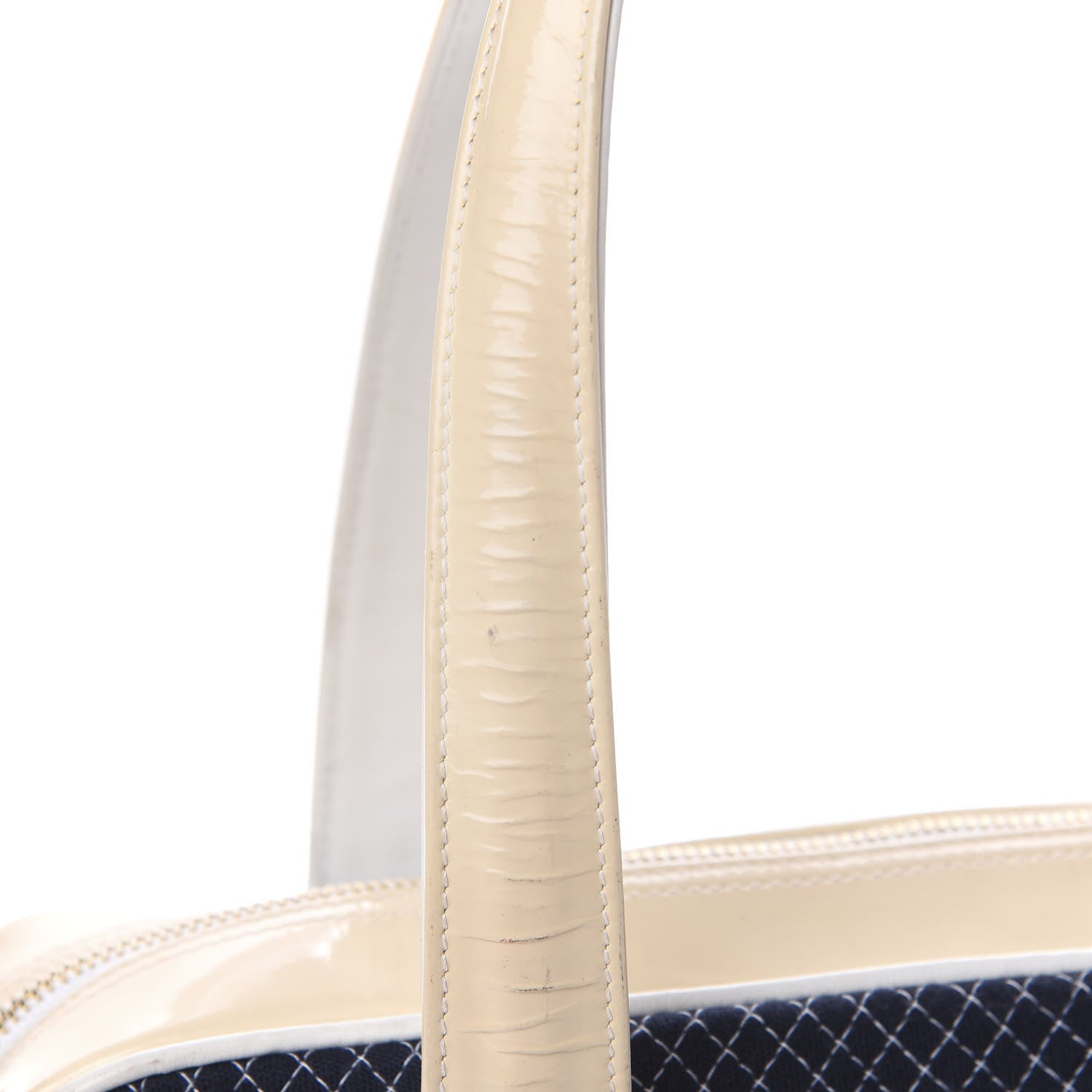 Chanel Patent Jersey Quilted Bowler Navy Blue 10 of 22
