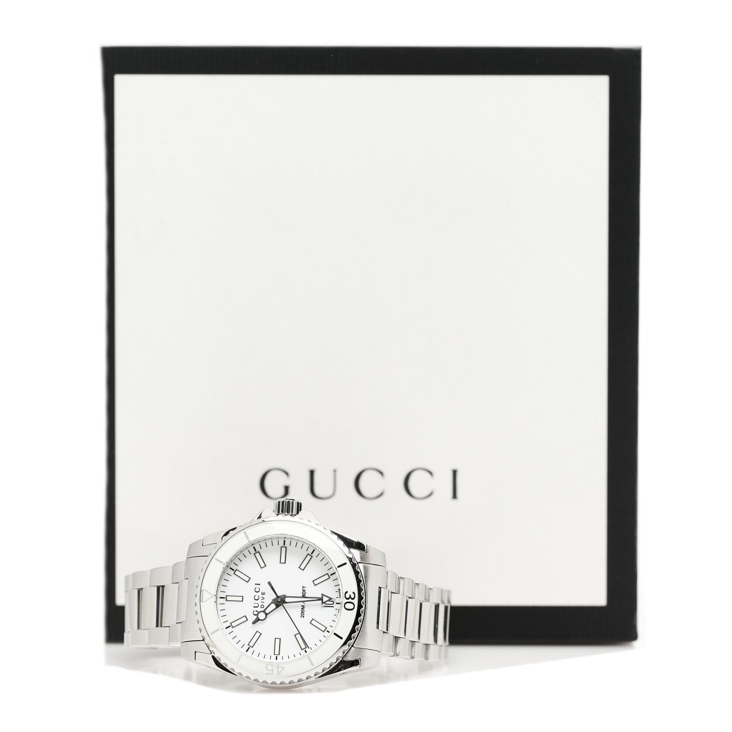 Gucci Stainless Steel 32mm Dive Quartz Watch White 5 of 5