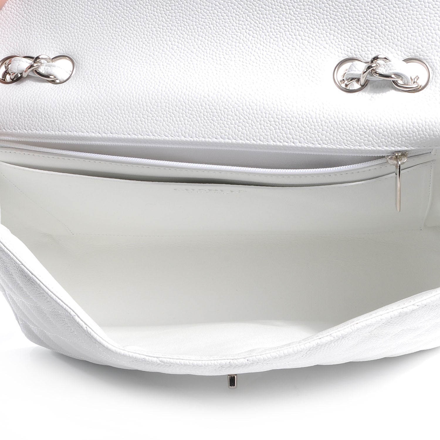 Chanel Caviar Jumbo Single Flap White 7 of 9