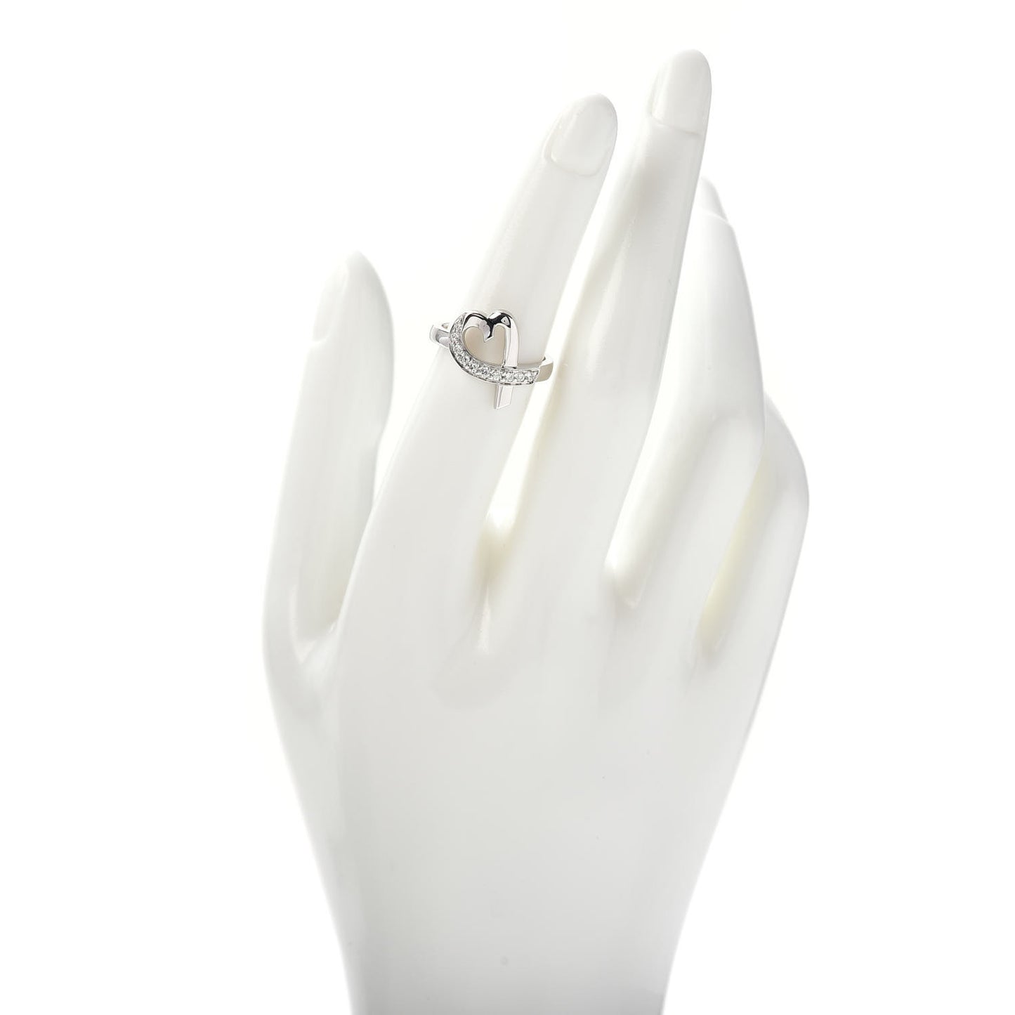 18K White Gold Diamond Paloma Picasso Loving Heart Ring 50 5.5