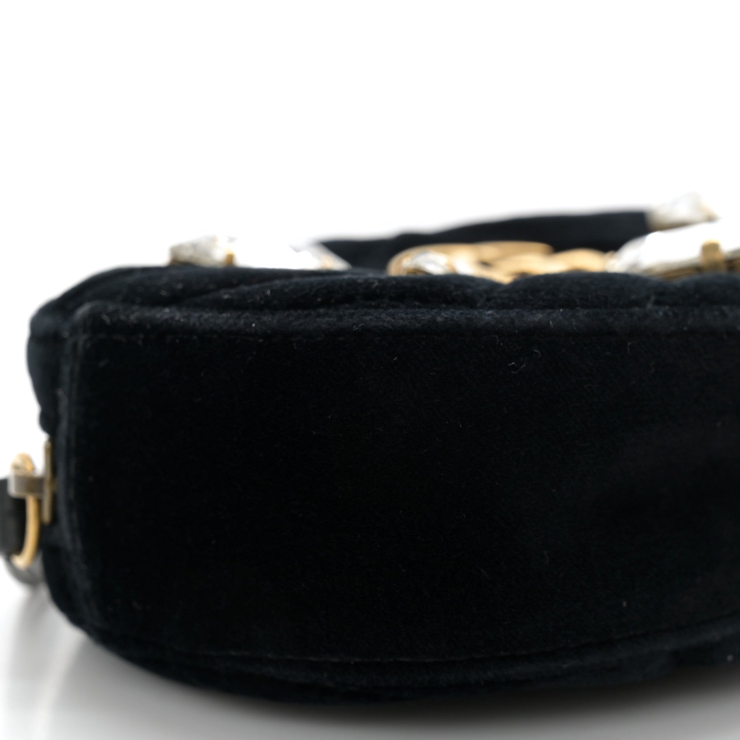 Gucci Velvet Matelasse Marquise Crystals GG Marmont Belt Bag 75 30 Black 9 of 12