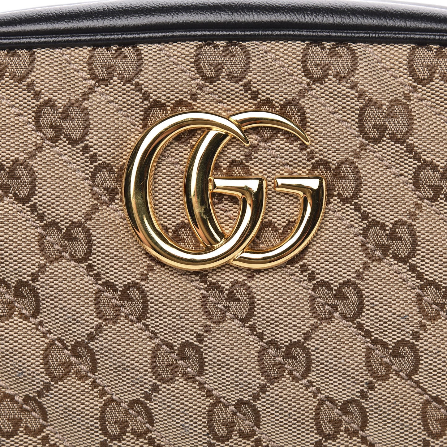 Monogram Matelasse Diagonal Small GG Marmont Chain Shoulder Bag Beige Black