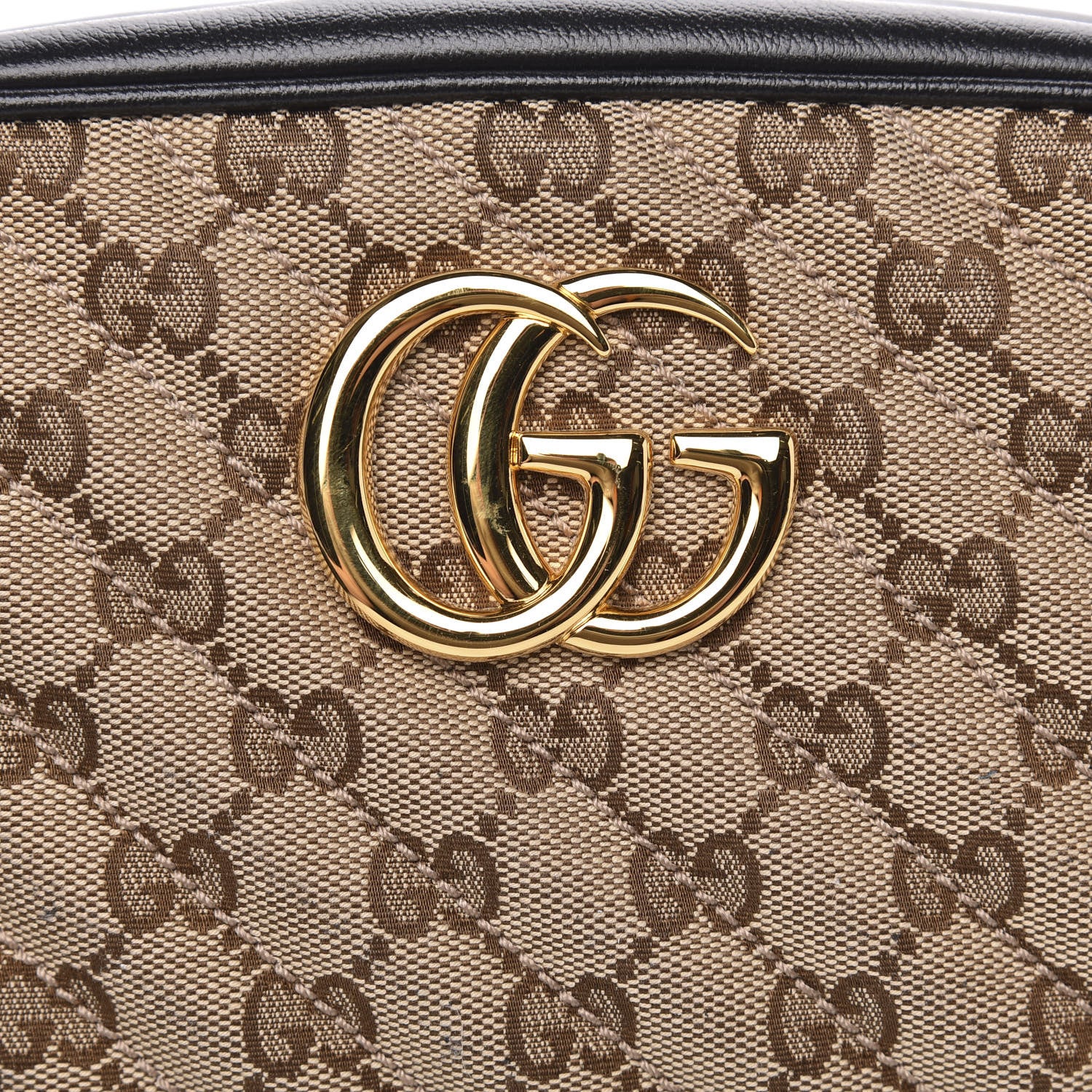 Gucci Monogram Matelasse Diagonal Small GG Marmont Chain Shoulder Bag Beige Black 8 of 10