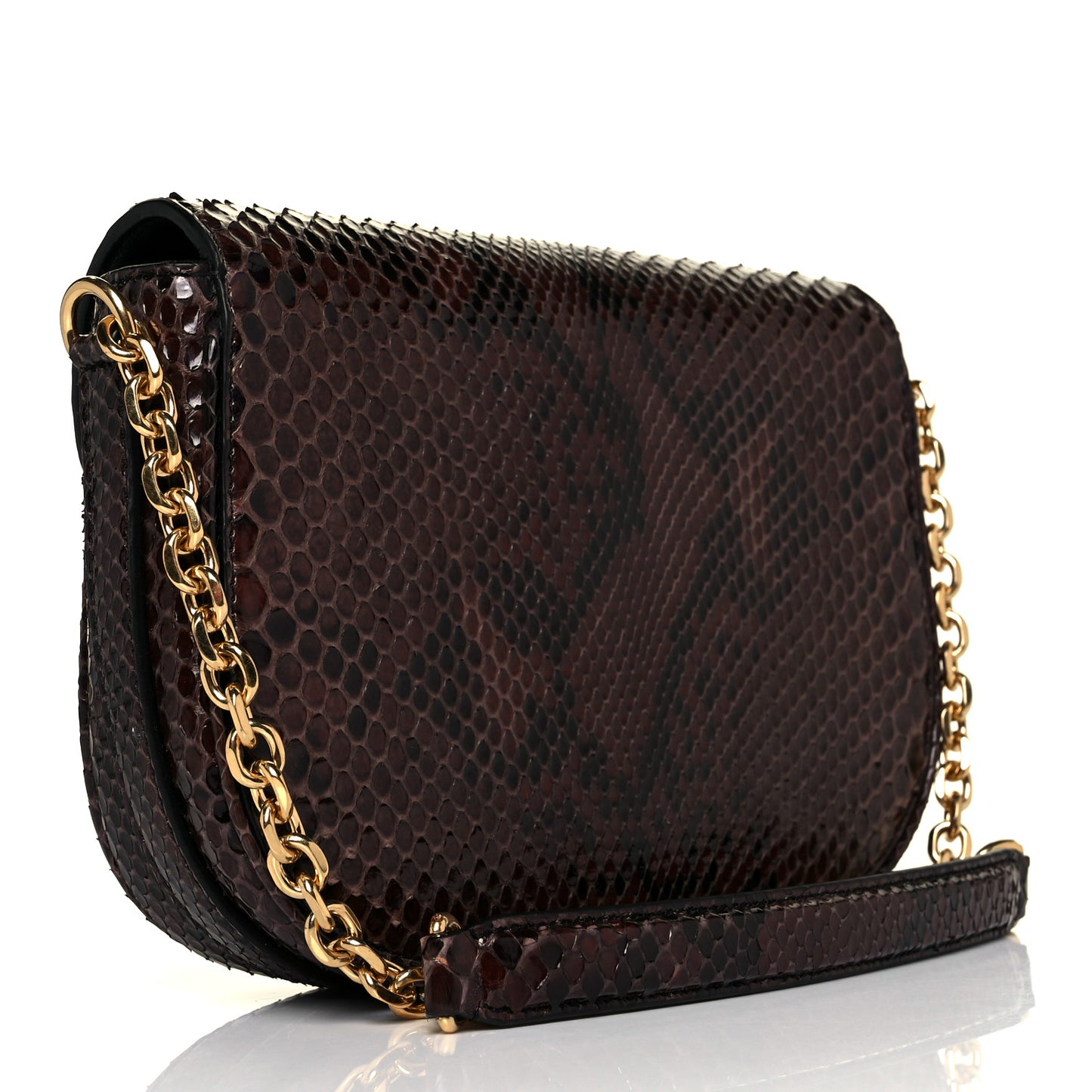 Snakeskin Medium Chain Maillon Triomphe Brown